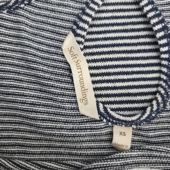 Soft Surroundings Shirt Navy Striped French Key Long Sleeve Cutout Back Top - Picture 5 of 6